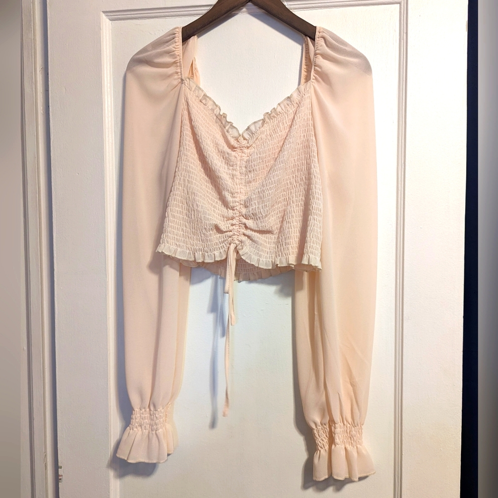 NWOT: Adjustable Crop Top/Peasant Top | Blush BJ